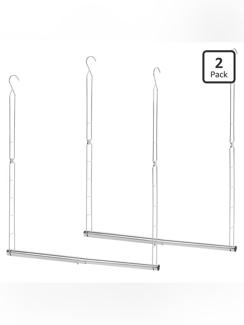 Adjustable Width and Height Hanging Closet Rods (Silver)